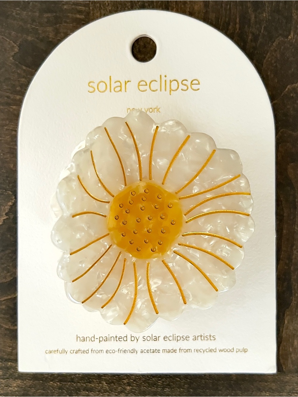 Hand-painted Daisy Flower Claw Hair Clip by Solar Eclipse. NWT